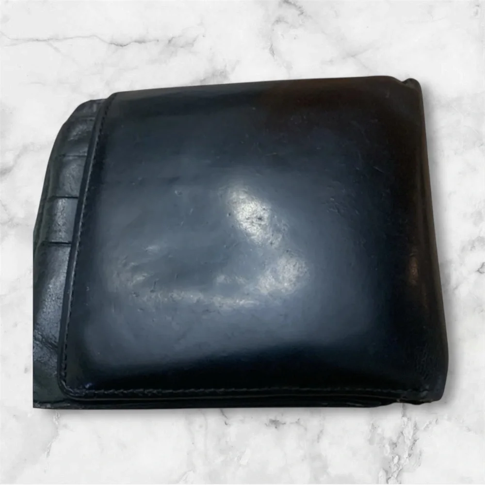 LOUIS VUITTON Bifold Wallet Black Leather